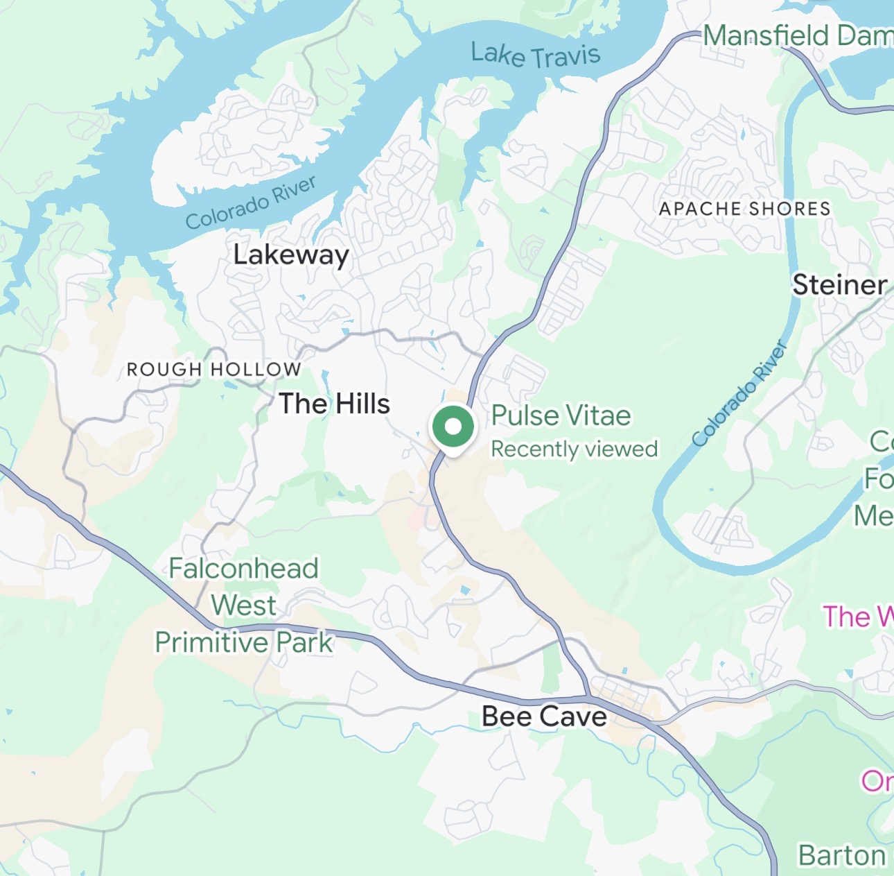 Map view of Pulse Vitae location in Lakeway